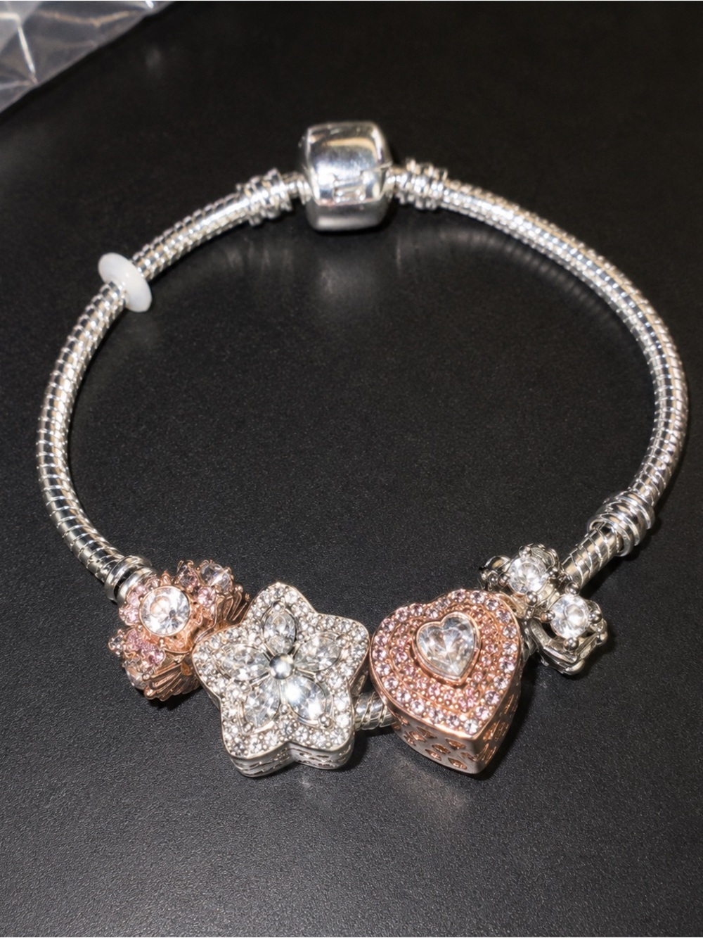 19 Silver Sparkle Heart Charm Bracelet 🤍✨